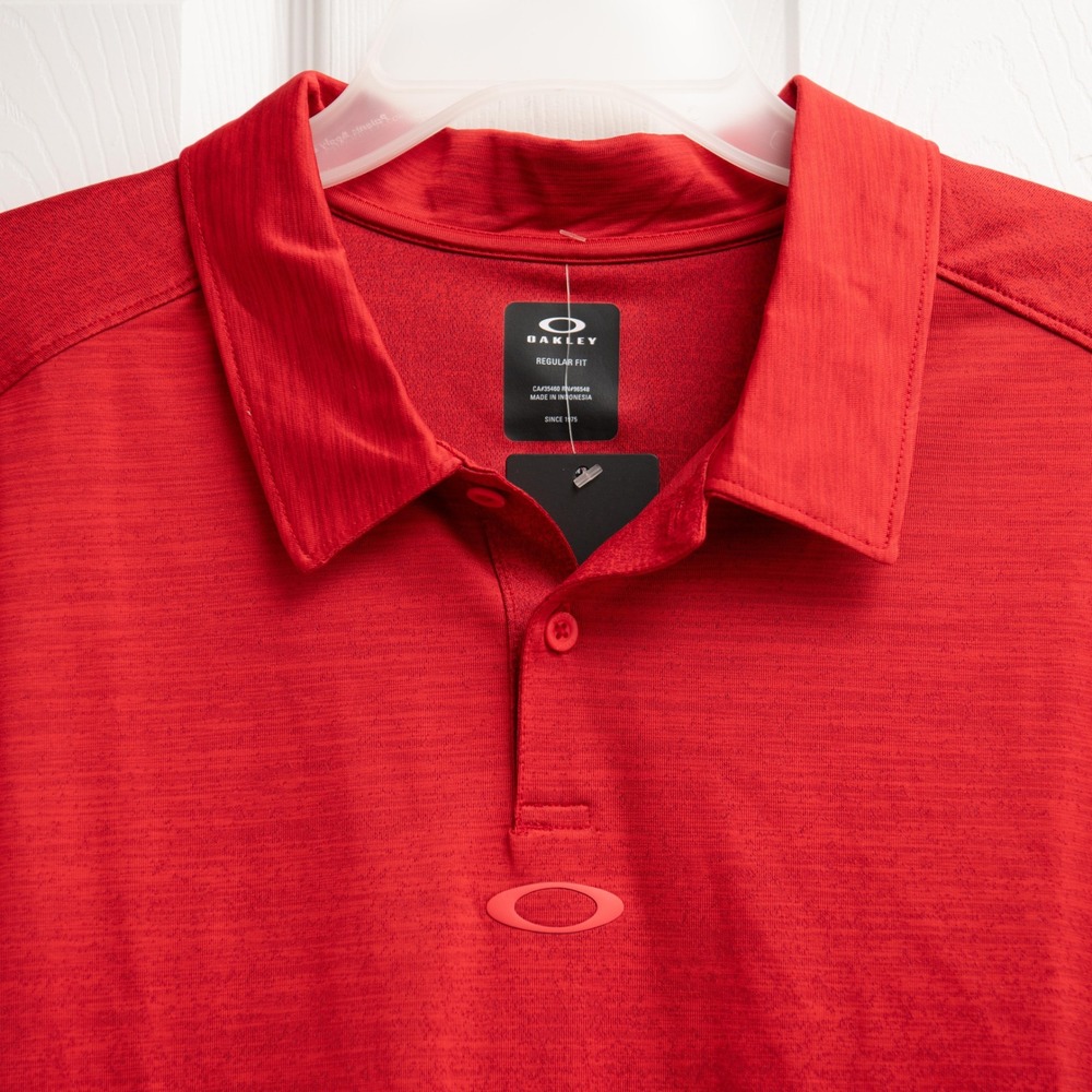 Oakley Mens XXL Polo NEW Red Heather Short Sleeve Golf Shirt Sporty Performance